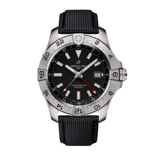 Breitling Avenger Automatic GMT 44mm Mens Watch Black Leather A32320101B1X1