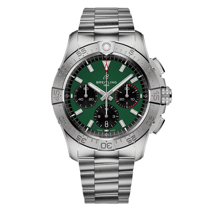 Breitling Avenger B01 Chronograph 42 Mens Watch Green Stainless Steel AB0146101L1A1