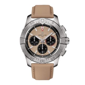 Breitling Avenger B01 Chronograph 44mm Mens Watch Beige Leather AB0147101A1X1