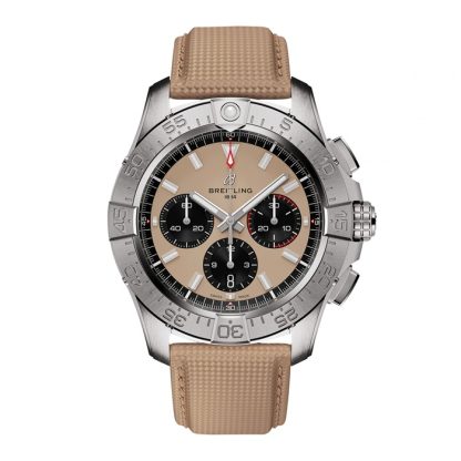 Breitling Avenger B01 Chronograph 44mm Mens Watch Beige Leather AB0147101A1X1