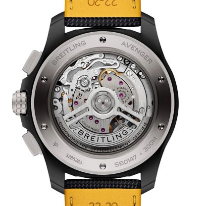 Breitling Avenger B01 Chronograph 44mm Night Mission Mens Watch Yellow Black Leather SB0147101I1X2 - Image 2