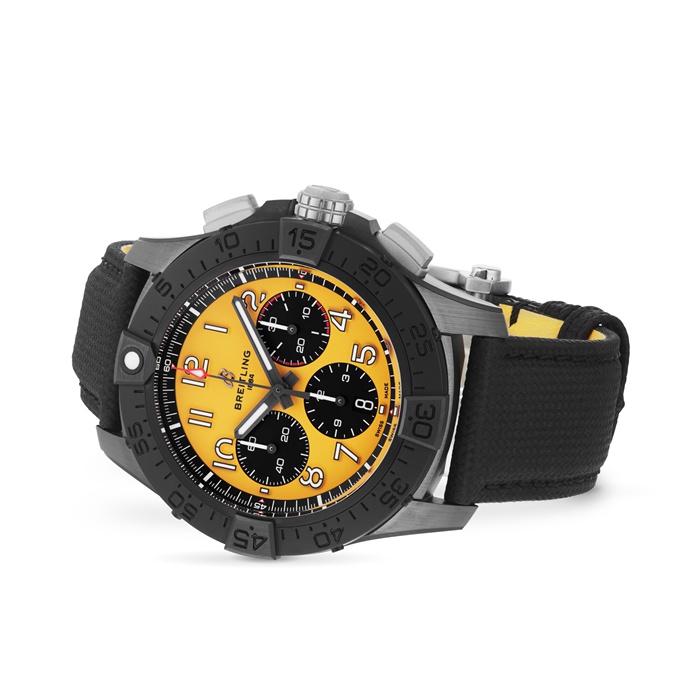 Breitling Avenger B01 Chronograph 44mm Night Mission Mens Watch Yellow Black Leather SB0147101I1X2 - Image 3