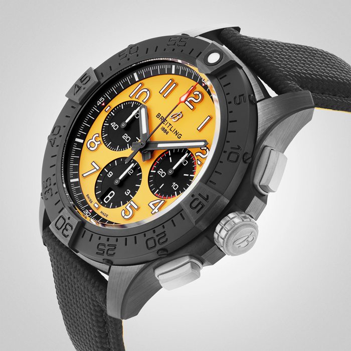 Breitling Avenger B01 Chronograph 44mm Night Mission Mens Watch Yellow Black Leather SB0147101I1X2 - Image 5