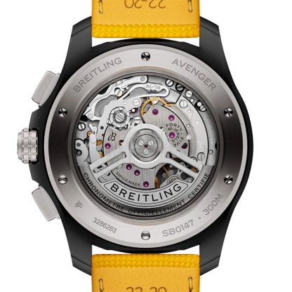 Breitling Avenger B01 Chronograph 44mm Night Mission Mens Watch Yellow Leather SB0147101I1X1 - Image 2