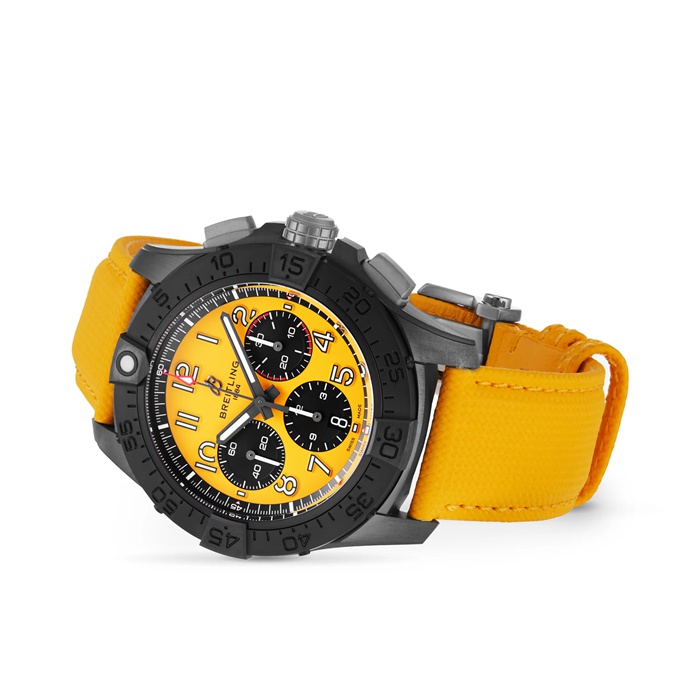 Breitling Avenger B01 Chronograph 44mm Night Mission Mens Watch Yellow Leather SB0147101I1X1 - Image 3
