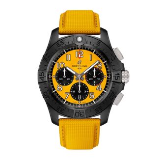 Breitling Avenger B01 Chronograph 44mm Night Mission Mens Watch Yellow Leather SB0147101I1X1