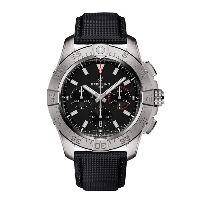 Breitling Avenger Chronograph B01 44mm Mens Watch Black Leather AB0147101B1X1