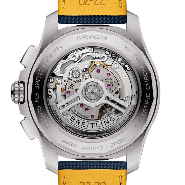 Breitling Avenger Chronograph B01 44mm Mens Watch Blue Leather AB0147101C1X1 - Image 2