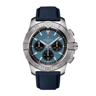 Breitling Avenger Chronograph B01 44mm Mens Watch Blue Leather AB0147101C1X1