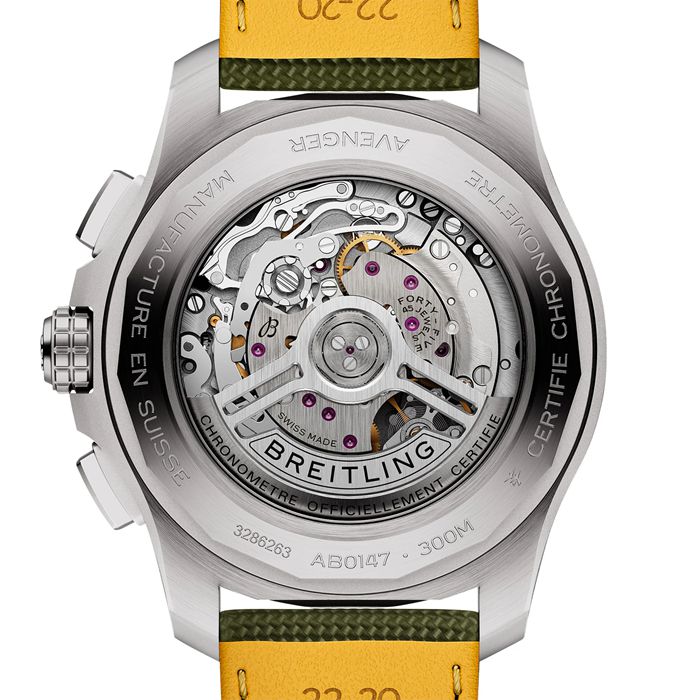 Breitling Avenger Chronograph B01 44mm Mens Watch Green Leather AB0147101L1X1 - Image 2