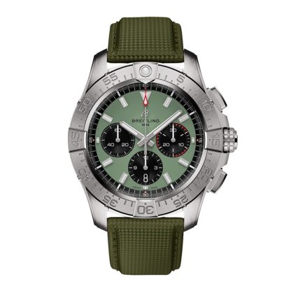 Breitling Avenger Chronograph B01 44mm Mens Watch Green Leather AB0147101L1X1