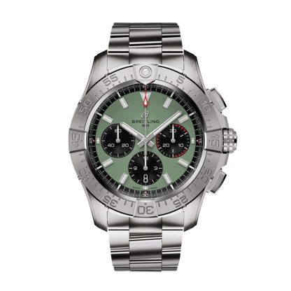 Breitling Avenger Chronograph B01 44mm Mens Watch Green Stainless Steel AB0147101L1A1