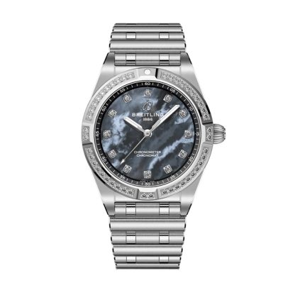 Breitling Chronomat 28mm Ladies Watch Black Mother Of Pearl A72310531G1A1