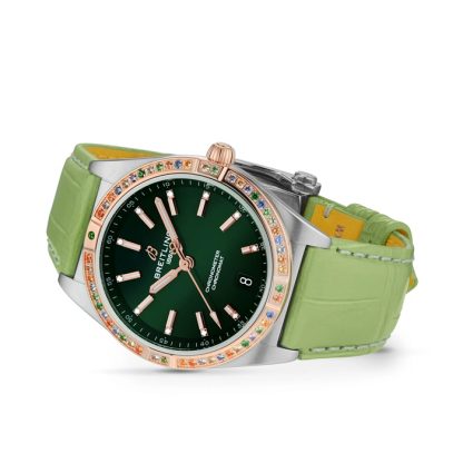 Breitling Chronomat Automatic 36 South Sea Green Leather Strap Ladies Watch U10380611L1P1 - Image 3