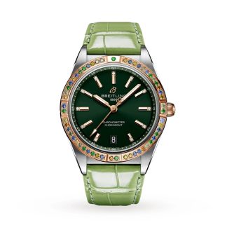 Breitling Chronomat Automatic 36 South Sea Green Leather Strap Ladies Watch U10380611L1P1