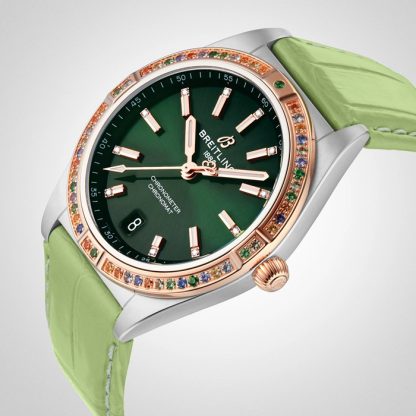 Breitling Chronomat Automatic 36 South Sea Green Leather Strap Ladies Watch U10380611L1P1 - Image 5