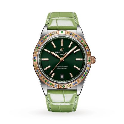Breitling Chronomat Automatic 36 South Sea Green Leather Strap Ladies Watch U10380611L1P1