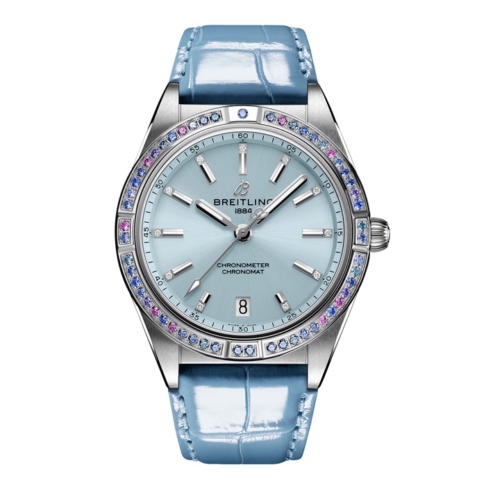 Breitling Chronomat Automatic 36 South Sea Ice Blue Leather Strap Ladies Watch G10380611C1P1