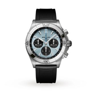 Breitling Chronomat B01 42 Stainless Steel & platinum Rubber Strap Ice Blue Watch PB0134101C1S1