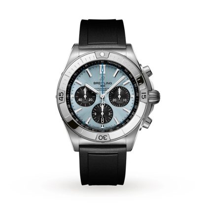 Breitling Chronomat B01 42 Stainless Steel & platinum Rubber Strap Ice Blue Watch PB0134101C1S1