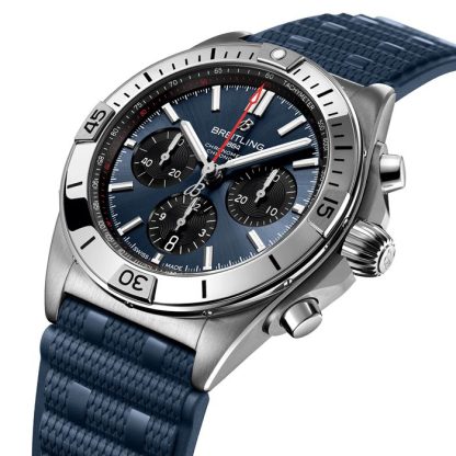 Breitling Chronomat B01 Chronograph 42mm Mens Watch Blue Rubber AB0134101C1S1 - Image 3