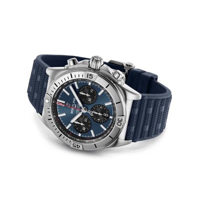 Breitling Chronomat B01 Chronograph 42mm Mens Watch Blue Rubber AB0134101C1S1 - Image 4