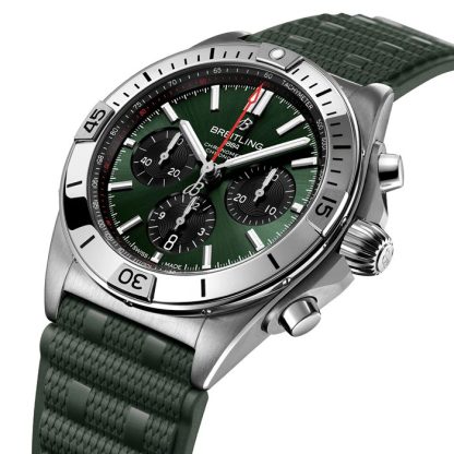 Breitling Chronomat B01 Chronograph 42mm Mens Watch Green Rubber AB0134101L2S1 - Image 3