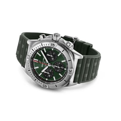 Breitling Chronomat B01 Chronograph 42mm Mens Watch Green Rubber AB0134101L2S1 - Image 4