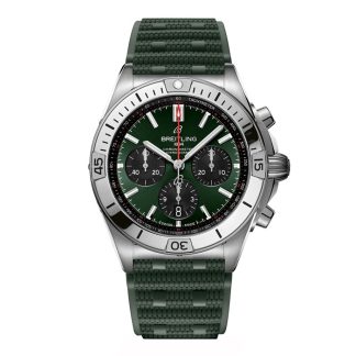 Breitling Chronomat B01 Chronograph 42mm Mens Watch Green Rubber AB0134101L2S1