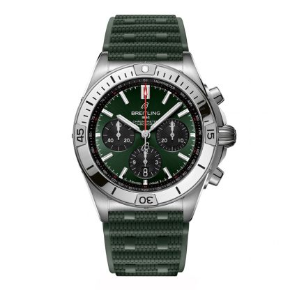 Breitling Chronomat B01 Chronograph 42mm Mens Watch Green Rubber AB0134101L2S1