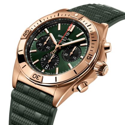 Breitling Chronomat B01 Chronograph 42mm Mens Watch Green Rubber RB0134101L1S1 - Image 3