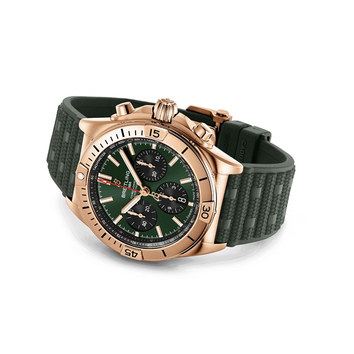 Breitling Chronomat B01 Chronograph 42mm Mens Watch Green Rubber RB0134101L1S1 - Image 4