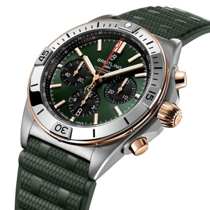 Breitling Chronomat B01 Chronograph 42mm Mens Watch Green Rubber UB0134131L1S1 - Image 3