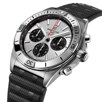 Breitling Chronomat B01 Chronograph 42mm Mens Watch Silver Rubber AB0134101G1S2 - Image 3