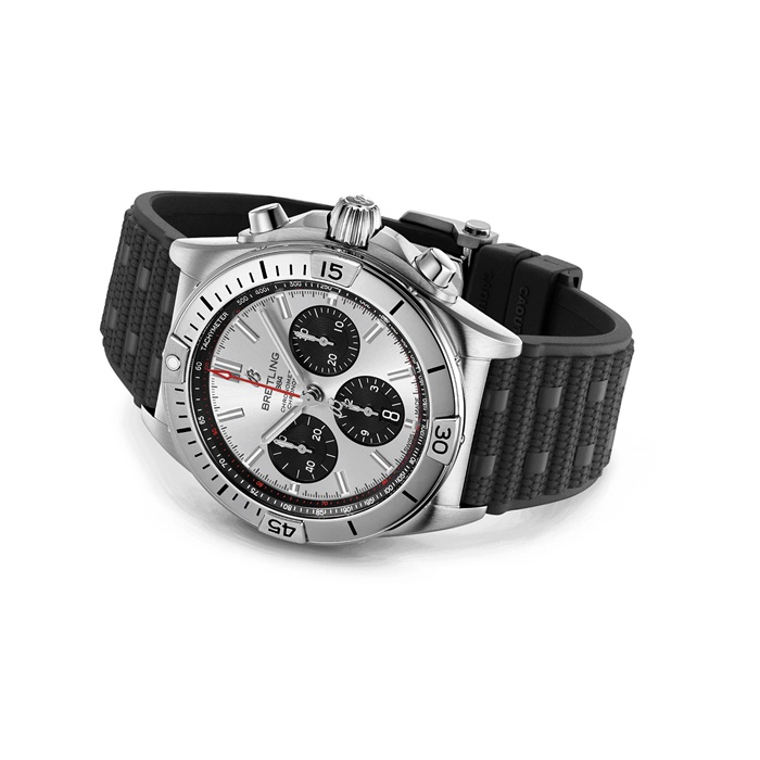 Breitling Chronomat B01 Chronograph 42mm Mens Watch Silver Rubber AB0134101G1S2 - Image 4