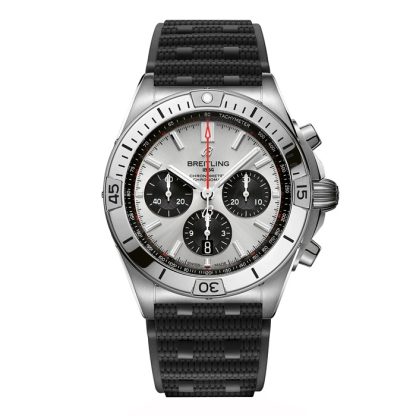 Breitling Chronomat B01 Chronograph 42mm Mens Watch Silver Rubber AB0134101G1S2