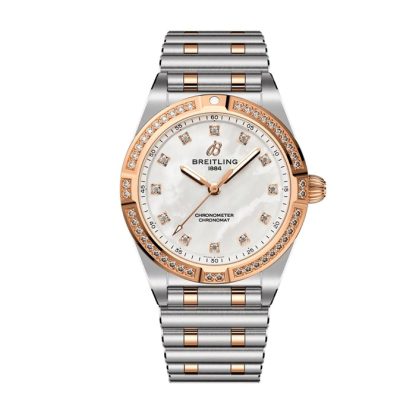 Breitling Chronomat Stainless Steel & 18k Red Gold 28mm Ladies Watch Mother Of Pearl U72310531A1U1