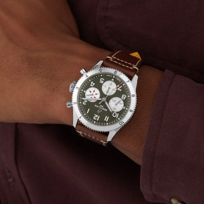 Breitling Classic AVI Chronograph 42 Curtiss P-40 Warhawk Leather Strap Watch A233802A1L1X1 - Image 3
