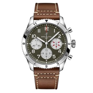 Breitling Classic AVI Chronograph 42 Curtiss P-40 Warhawk Leather Strap Watch A233802A1L1X1