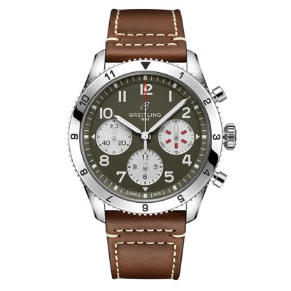 Breitling Classic AVI Chronograph 42 Curtiss P-40 Warhawk Leather Strap Watch A233802A1L1X1