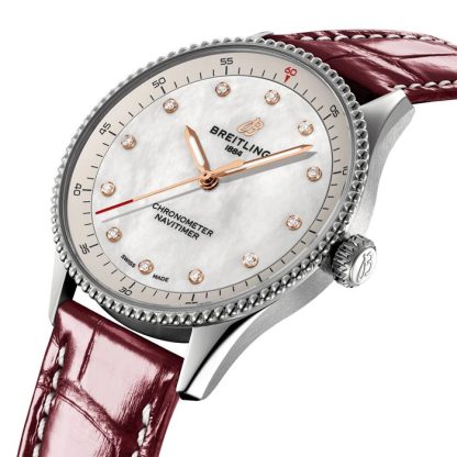 Breitling Navitimer 32mm Ladies Watch White Mother Of Pearl Alligator A77320E61A2P2 - Image 3
