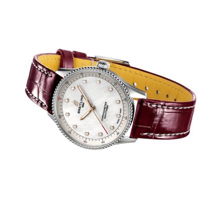 Breitling Navitimer 32mm Ladies Watch White Mother Of Pearl Alligator A77320E61A2P2 - Image 4
