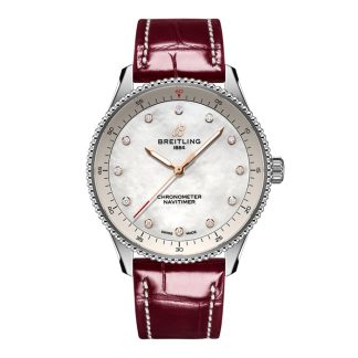 Breitling Navitimer 32mm Ladies Watch White Mother Of Pearl Alligator A77320E61A2P2