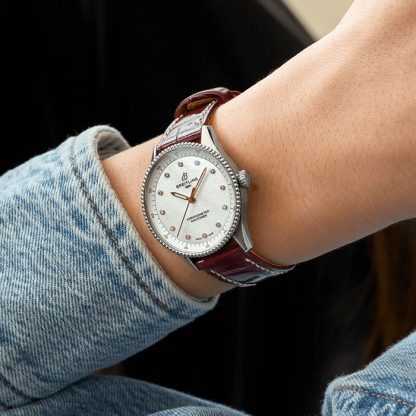 Breitling Navitimer 32mm Ladies Watch White Mother Of Pearl Alligator A77320E61A2P2 - Image 5