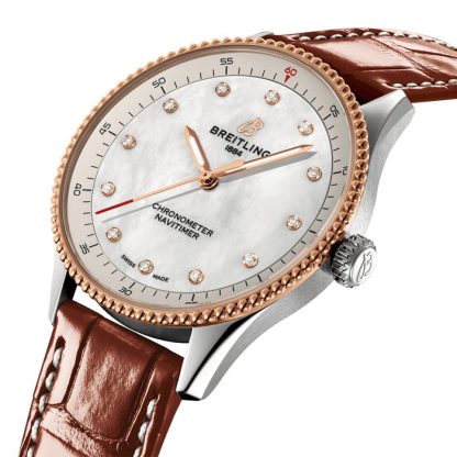 Breitling Navitimer 32mm Ladies Watch White Mother Of Pearl Alligator U77320E61A1P1 - Image 3