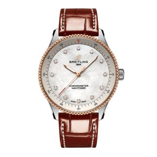 Breitling Navitimer 32mm Ladies Watch White Mother Of Pearl Alligator U77320E61A1P1