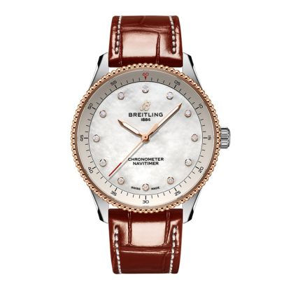Breitling Navitimer 32mm Ladies Watch White Mother Of Pearl Alligator U77320E61A1P1