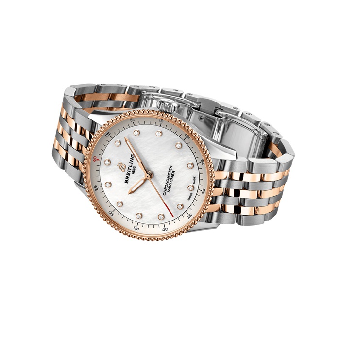 Breitling Navitimer 32mm Ladies Watch White Mother Of Pearl Stainless Steel and 18k Red Gold U77320E61A1U1 - Image 4