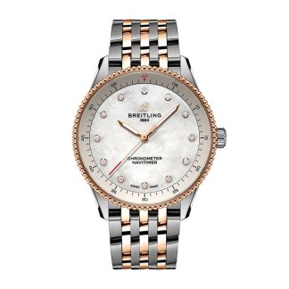 Breitling Navitimer 32mm Ladies Watch White Mother Of Pearl Stainless Steel and 18k Red Gold U77320E61A1U1