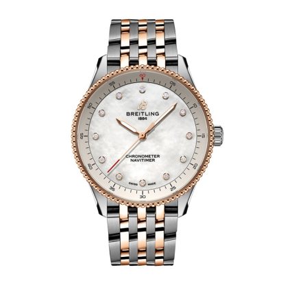 Breitling Navitimer 32mm Ladies Watch White Mother Of Pearl Stainless Steel and 18k Red Gold U77320E61A1U1